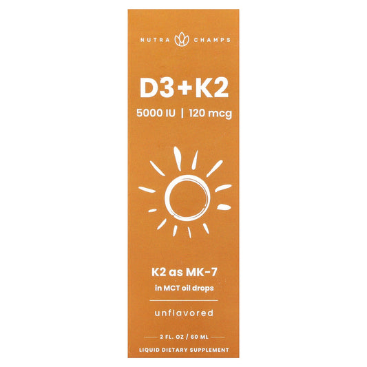NutraChamps, D3 + K2 Liquid Drops, Unflavored, 2 fl oz (60 ml)