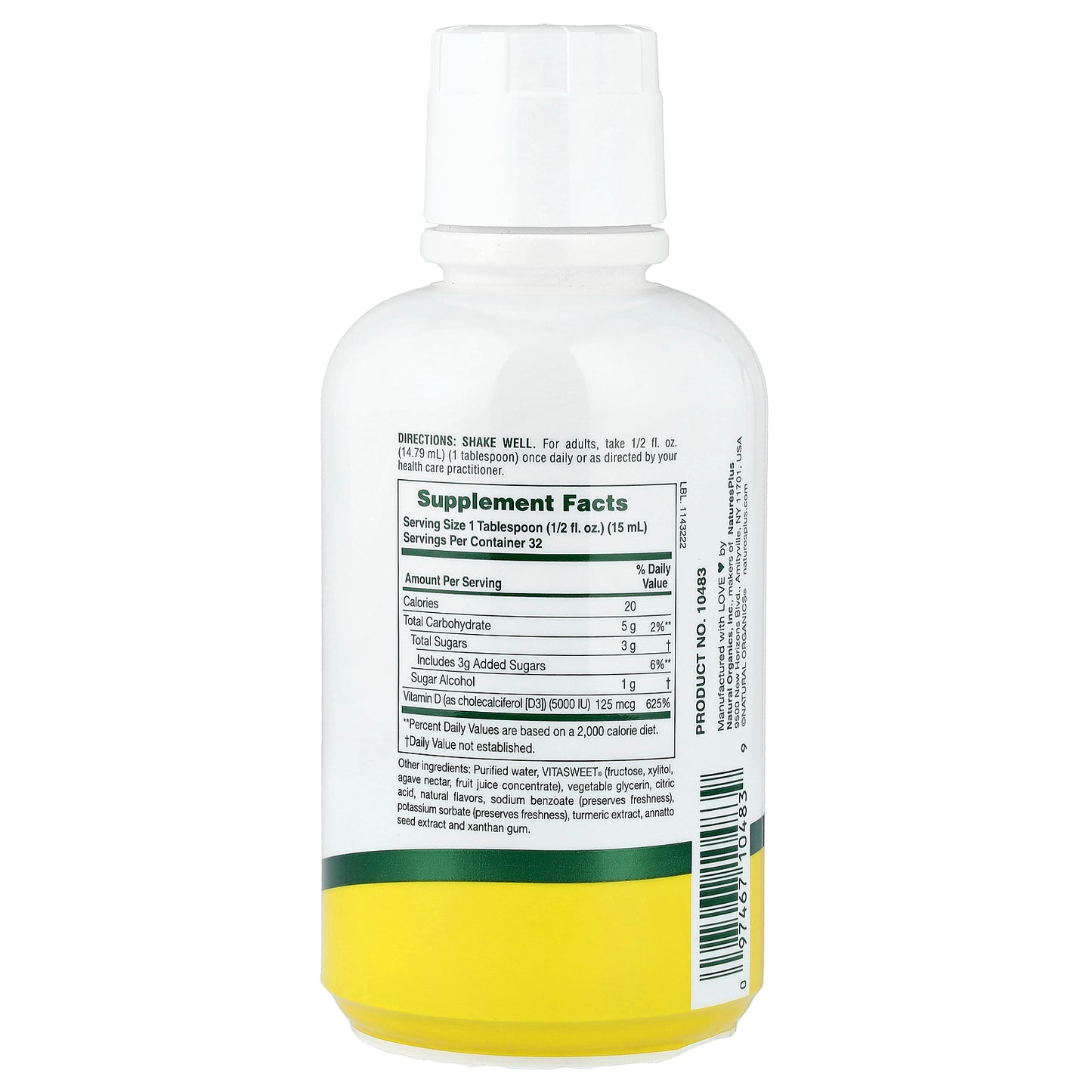 NaturesPlus, Liquid Sunshine®, Vitamin D3, Tropical Citrus, 16 fl oz (473.18 ml)