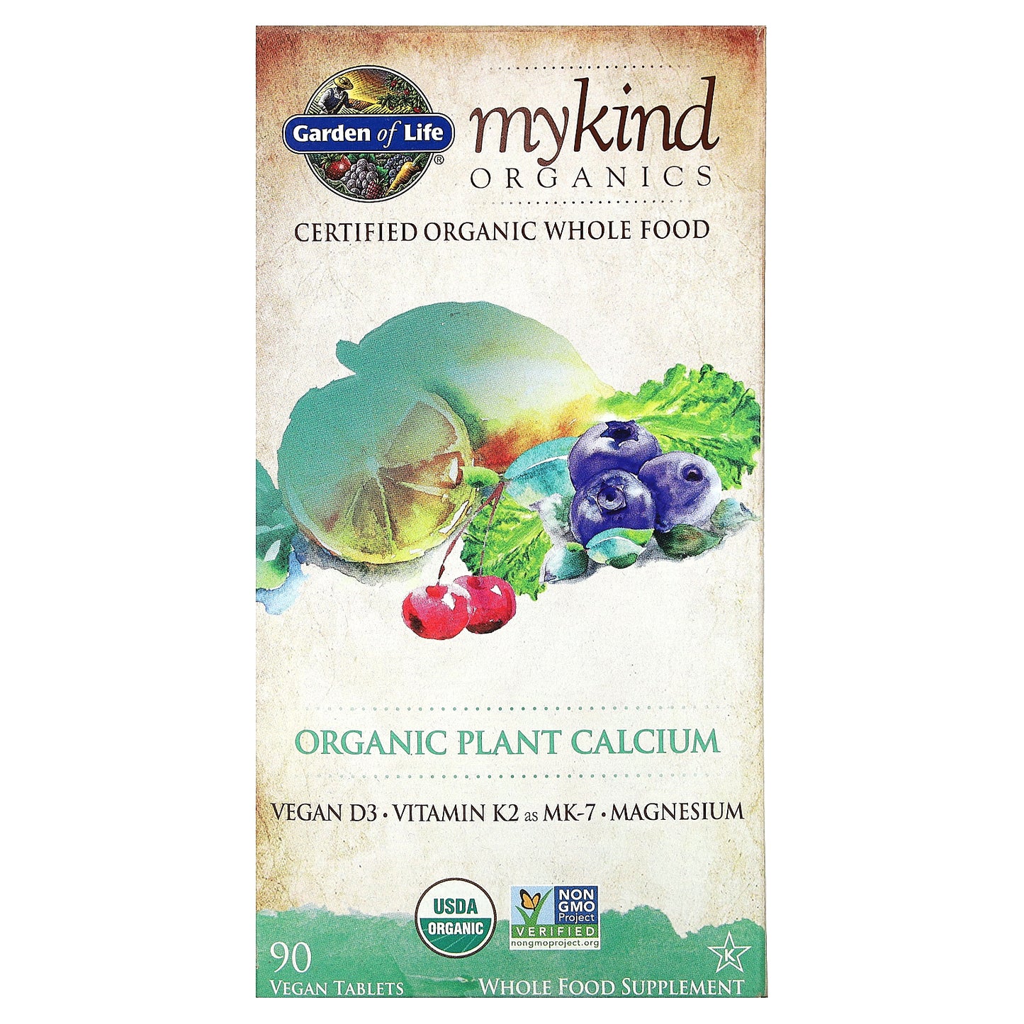 Garden of Life, MyKind Organics, Organic Plant Calcium, 90 Vegan Tablets