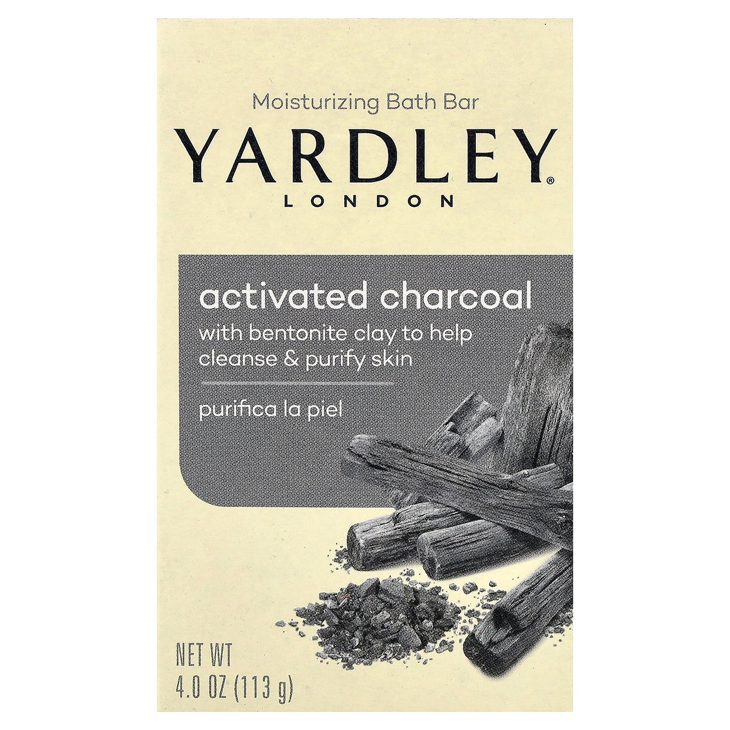 Yardley London, Moisturizing Bath Bar Soap, Activated Charcoal, 4 oz (113 g)
