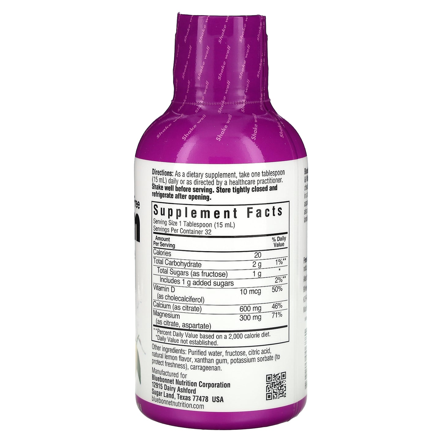 Bluebonnet Nutrition, Liquid Calcium, Magnesium Citrate & Vitamin D3, Lemon, 16 fl oz (473 ml)