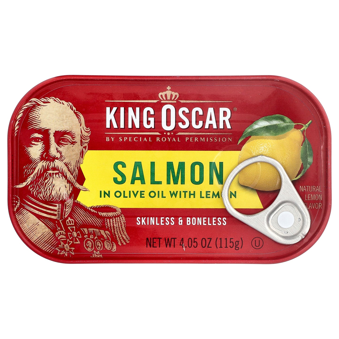 King Oscar, Skinless & Boneless Salmon in Olive Oil with Lemon, 4.05 oz (115 g)