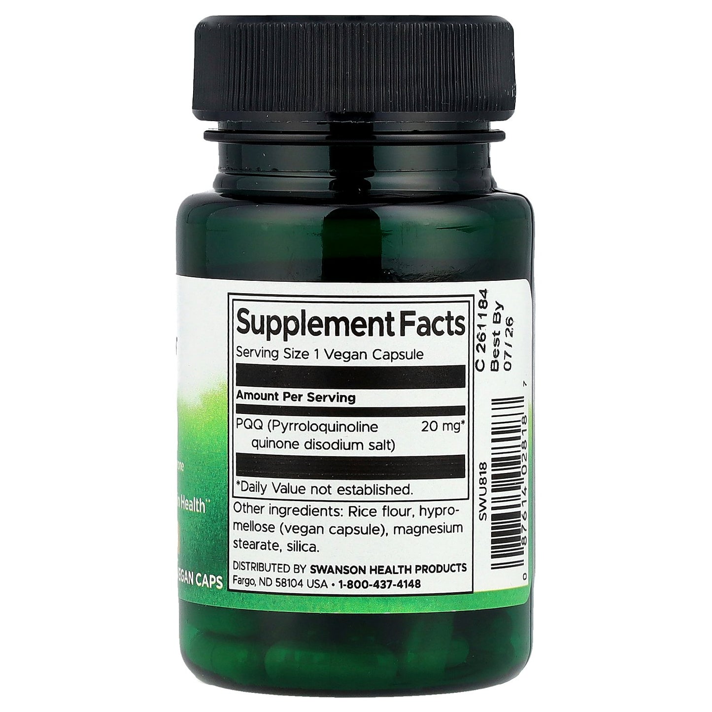 Swanson, PQQ, 20 mg, 30 Vegan Caps