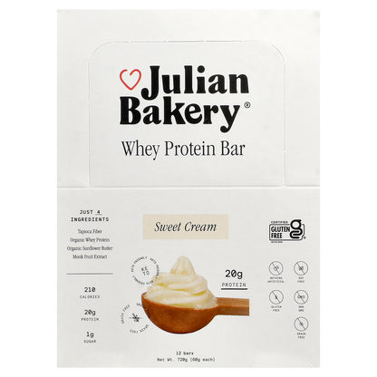 Julian Bakery, Whey Protein Bar, Sweet Cream, 12 Bars, 2.1 oz (60 g) Each