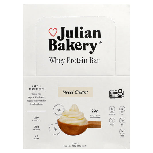 Julian Bakery, Whey Protein Bar, Sweet Cream, 12 Bars, 2.1 oz (60 g) Each