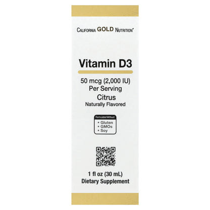 California Gold Nutrition, Vitamin D3, Citrus, 1 fl oz (30 ml)