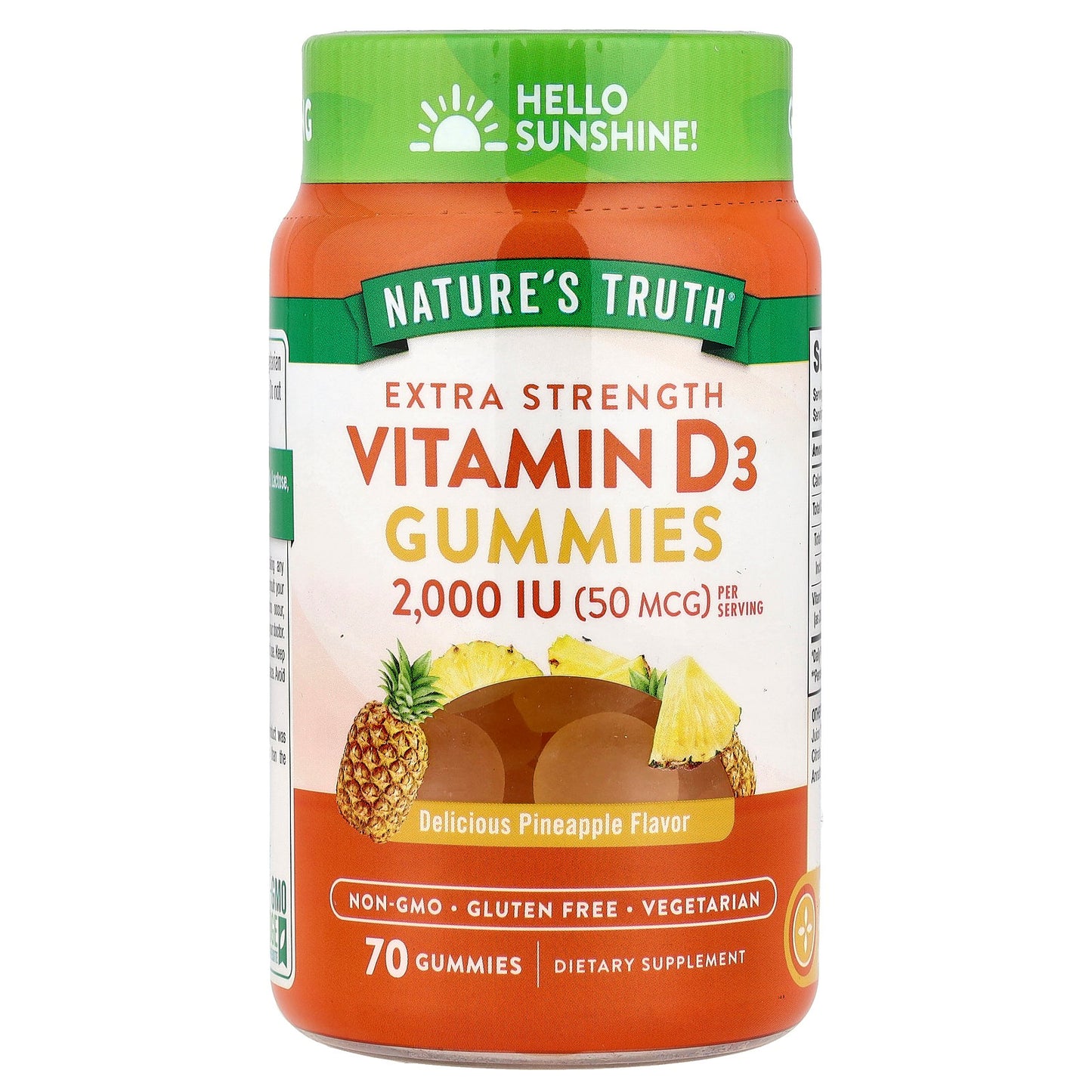 Nature's Truth, Vitamin D3, Delicious Pineapple, 70 Gummies ( 25 mcg (1,000 IU) per Gummy)