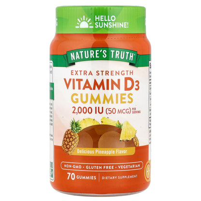 Nature's Truth, Vitamin D3, Delicious Pineapple, 70 Gummies ( 25 mcg (1,000 IU) per Gummy)