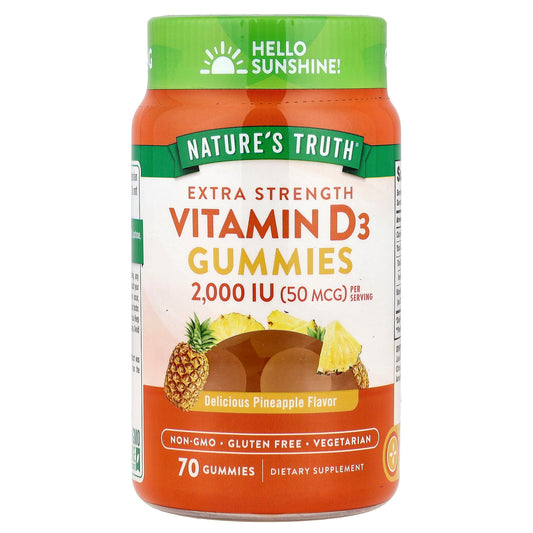 Nature's Truth, Vitamin D3, Delicious Pineapple, 70 Gummies ( 25 mcg (1,000 IU) per Gummy)