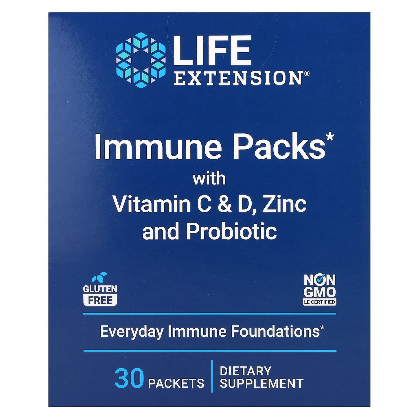 Life Extension, Immune Packs with Vitamin C & D, Zinc and Probiotic, 30 Packets