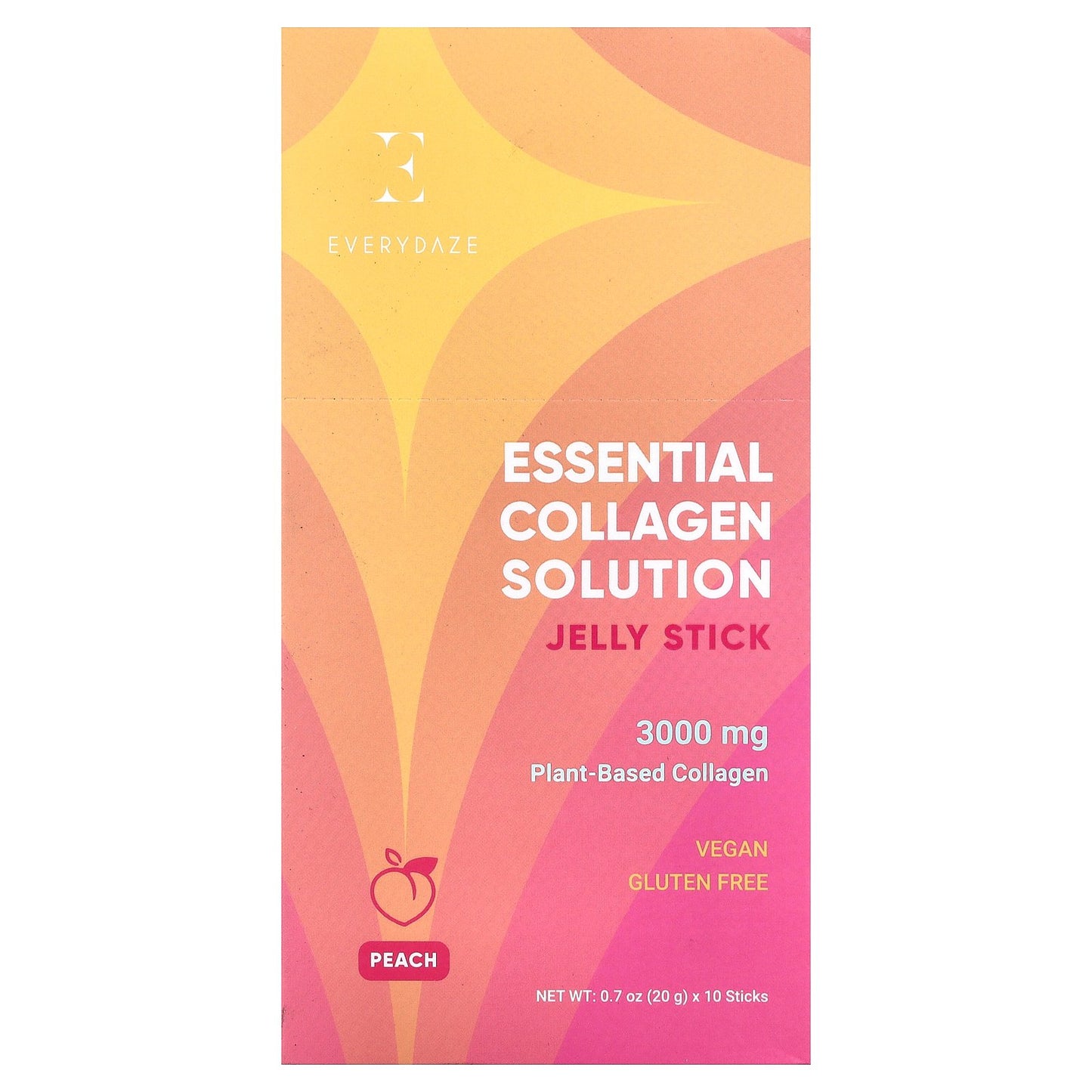 Everydaze, Essential Collagen Solution Jelly Stick, Peach, 10 Sticks, 0.7 oz (20 g) Each