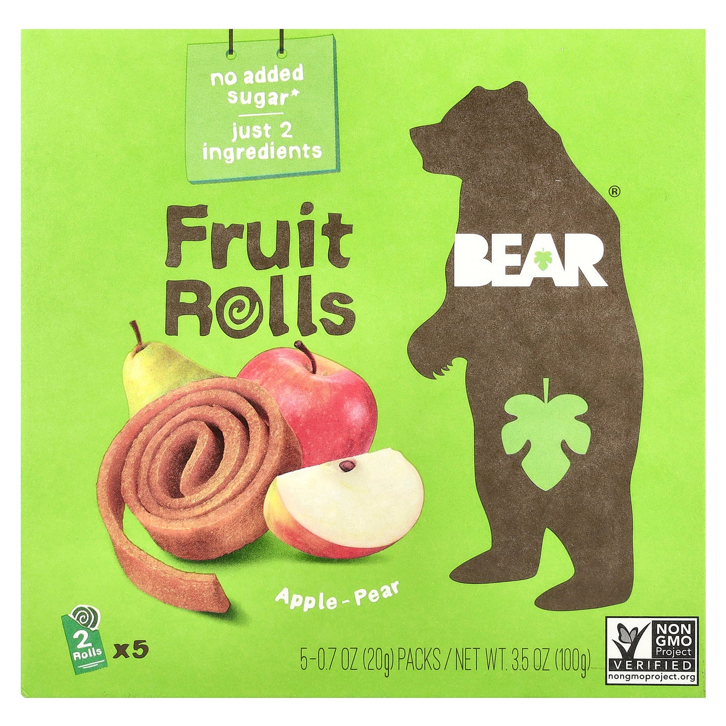 Bear, Fruit Rolls, Apple-Pear, 5 Packs, 0.7 oz (20 g) Each