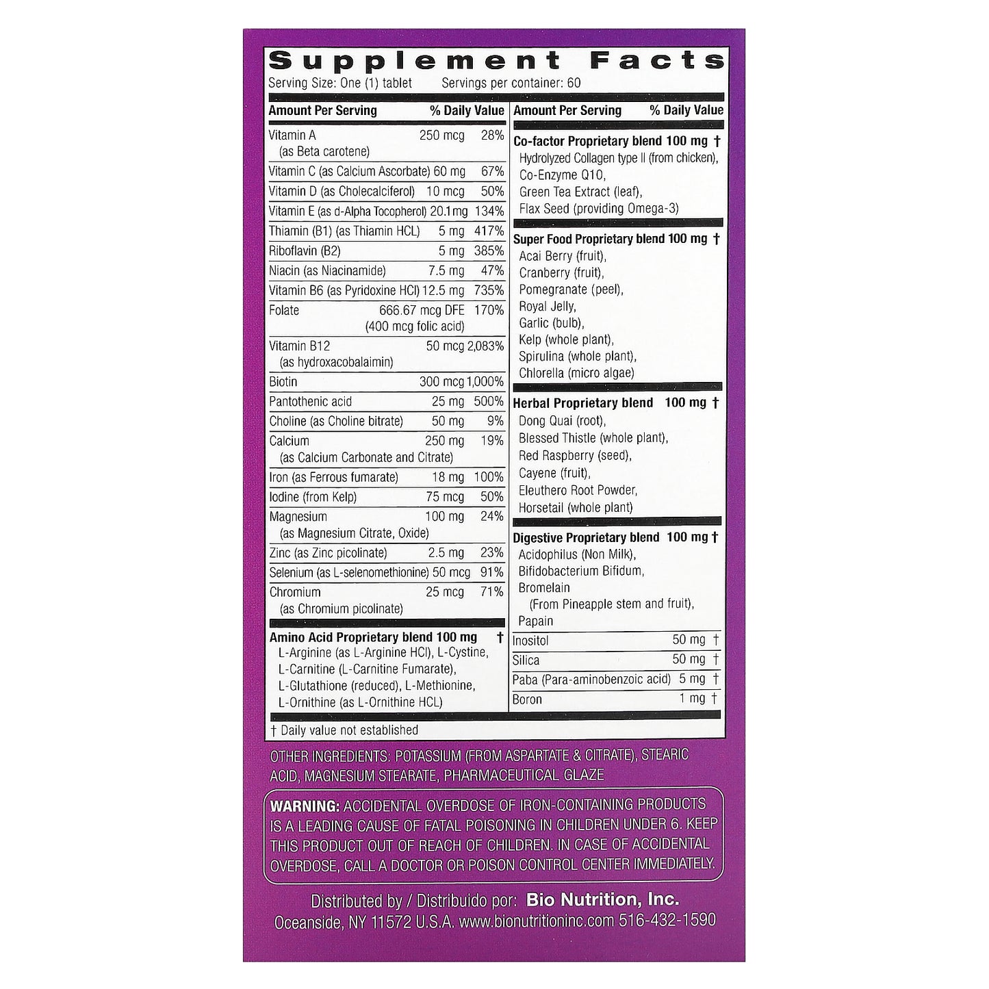 Bio Nutrition, Women's Wellness, 60 Tablets