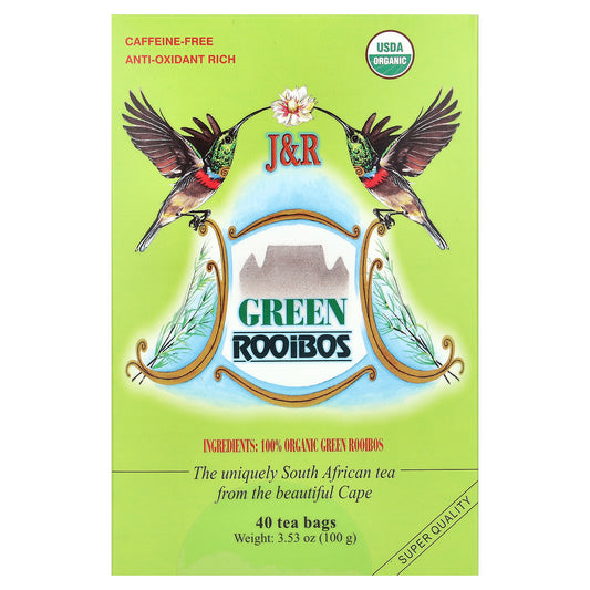 J&R Port Trading, Green Rooibos, Caffeine-Free, 40 Tea Bags, 3.53 oz (100 g)