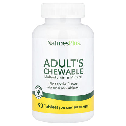 NaturesPlus, Adult's Chewable Multivitamin& Mineral, Pineapple, 90 Tablets