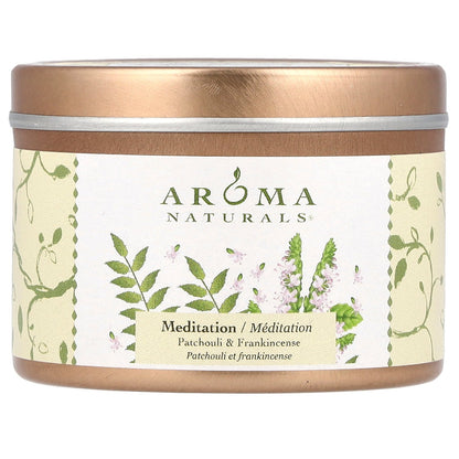 Aroma Naturals, Soy VegePure®, Small Soy To Go Tin Candle, Patchouli & Frankincense, 2.8 oz (79.38 g)