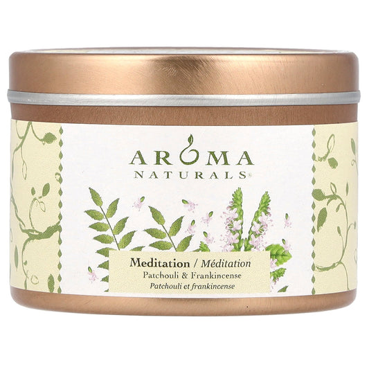 Aroma Naturals, Soy VegePure®, Small Soy To Go Tin Candle, Patchouli & Frankincense, 2.8 oz (79.38 g)