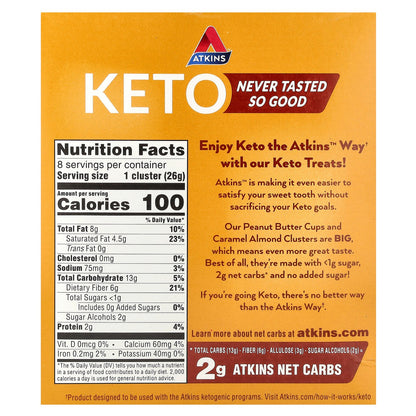 Atkins, Caramel Almond Clusters, 8 Clusters, 0.92 oz (26 g) Each