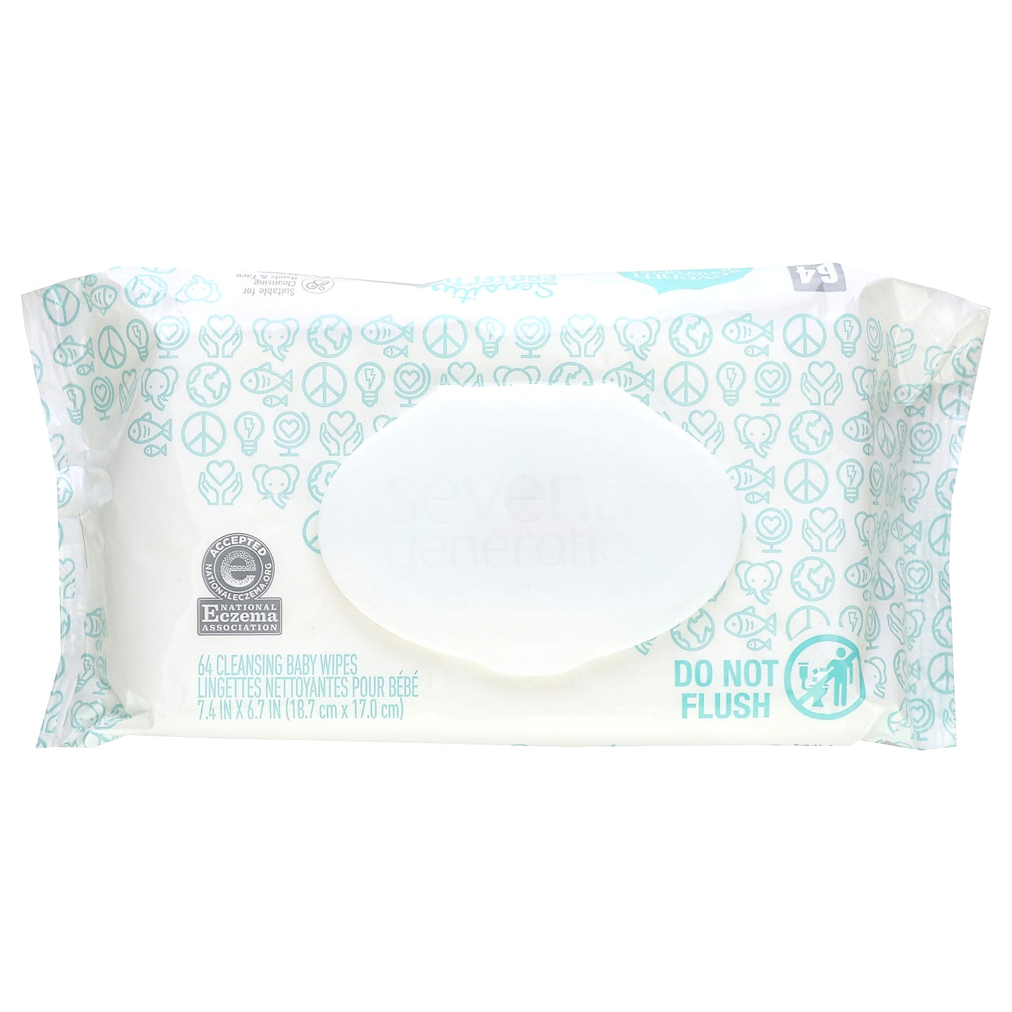 Seventh Generation, Sensitive Protection Cleansing Baby Wipes, 64 Wipes