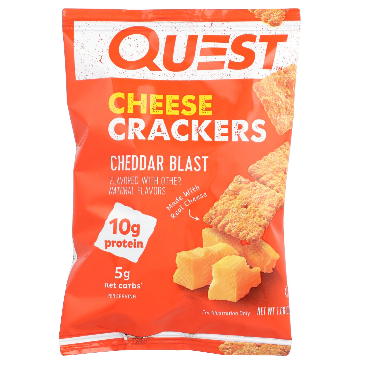 Quest Nutrition, Cheese Crackers, Cheddar Blast, 4 Bags, 1.06 oz (30 g) Each