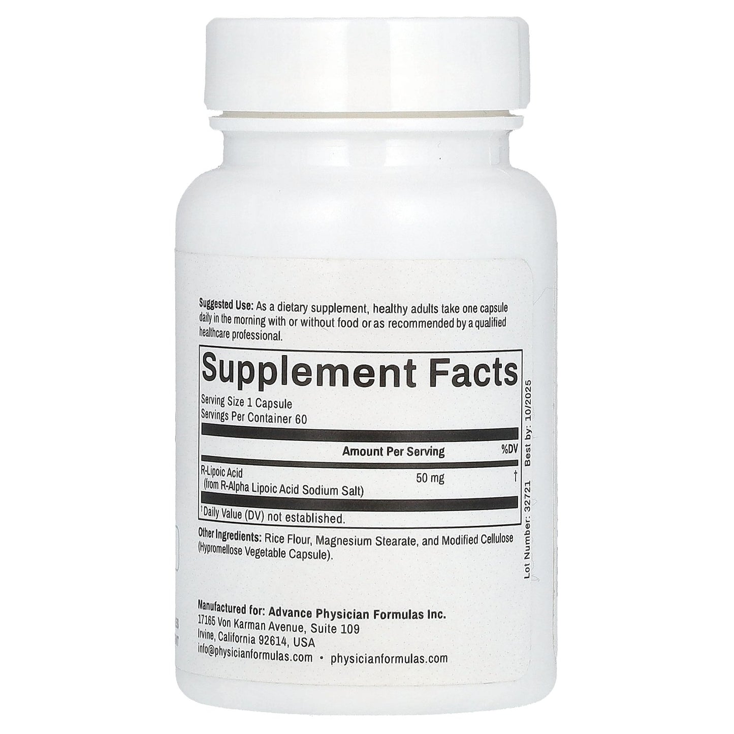 Advance Physician Formulas, R-Lipoic Acid, 50 mg, 60 Vegetable Capsules