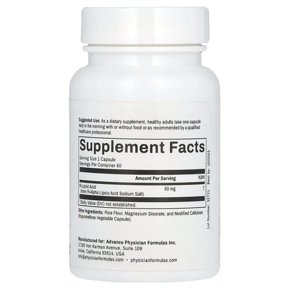 Advance Physician Formulas, R-Lipoic Acid, 50 mg, 60 Vegetable Capsules