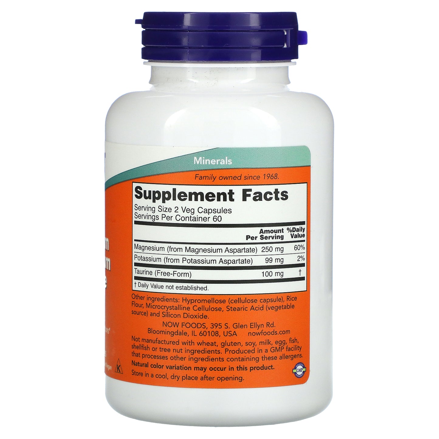 NOW Foods, Magnesium & Potassium Aspartate, 120 Veg Capsules