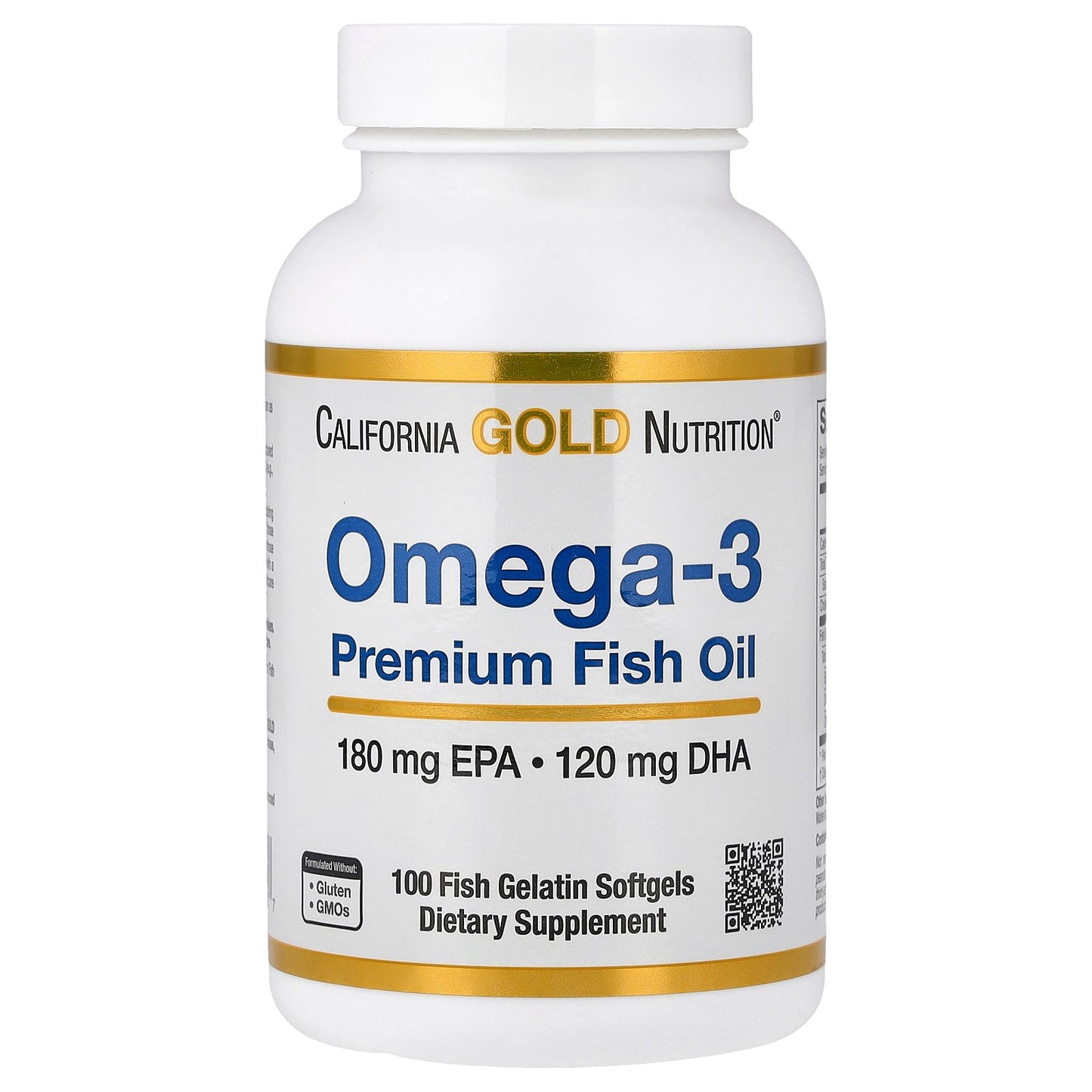 California Gold Nutrition, Omega-3 Premium Fish Oil, 100 Fish Gelatin Softgels (1,100 mg per Softgel)