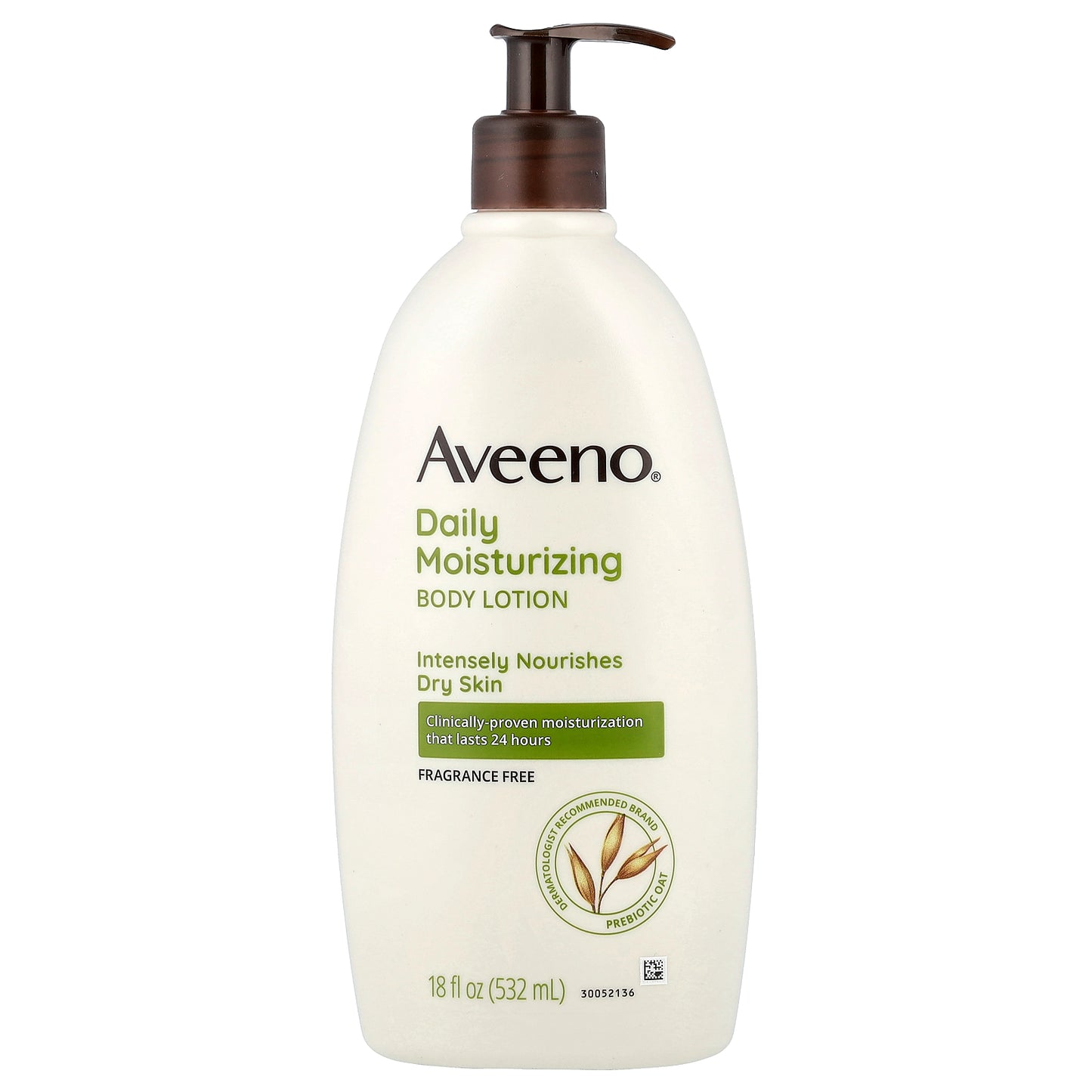 Aveeno, Daily Moisturizing Body Lotion, Fragrance Free, 18 fl oz (532 ml)