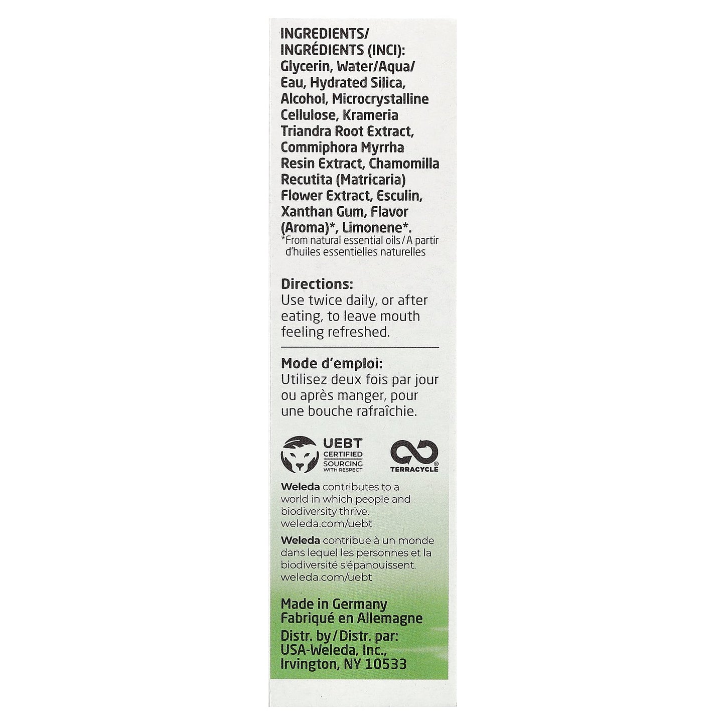 Weleda, Oral Care, Plant Gel Toothpaste, Fluoride Free, Spearmint, 2.5 fl oz (75 ml)