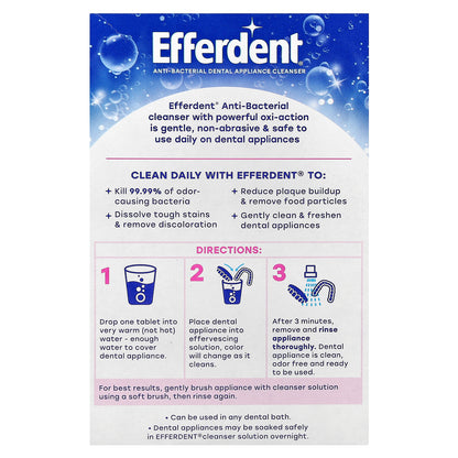 Efferdent, Anti-Bacterial Dental Appliance  Cleanser, Complete Clean, 102 Tablets