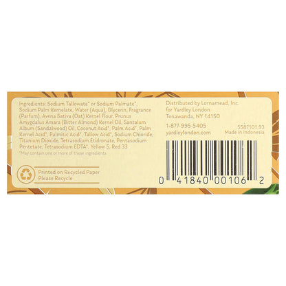 Yardley London, Nourishing Bath Bar Soap, Oatmeal & Almond, 4 oz (113 g)