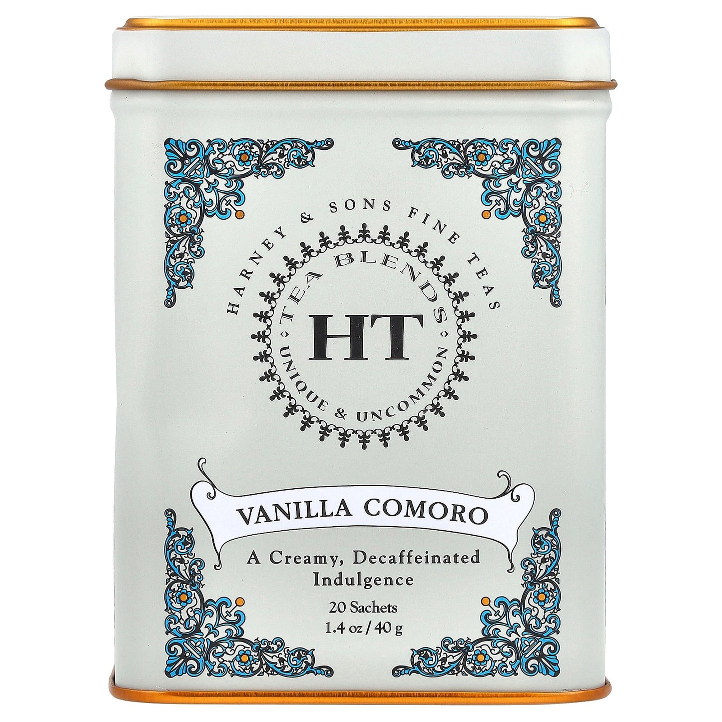 Harney & Sons, HT Tea Blends, Vanilla Comoro, Decaffeinated, 20 Tea Sachets, 1.4 oz (40 g)