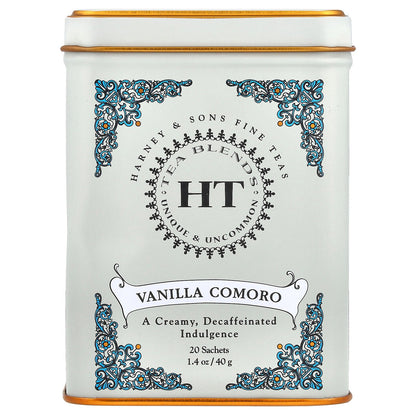Harney & Sons, HT Tea Blends, Vanilla Comoro, Decaffeinated, 20 Tea Sachets, 1.4 oz (40 g)