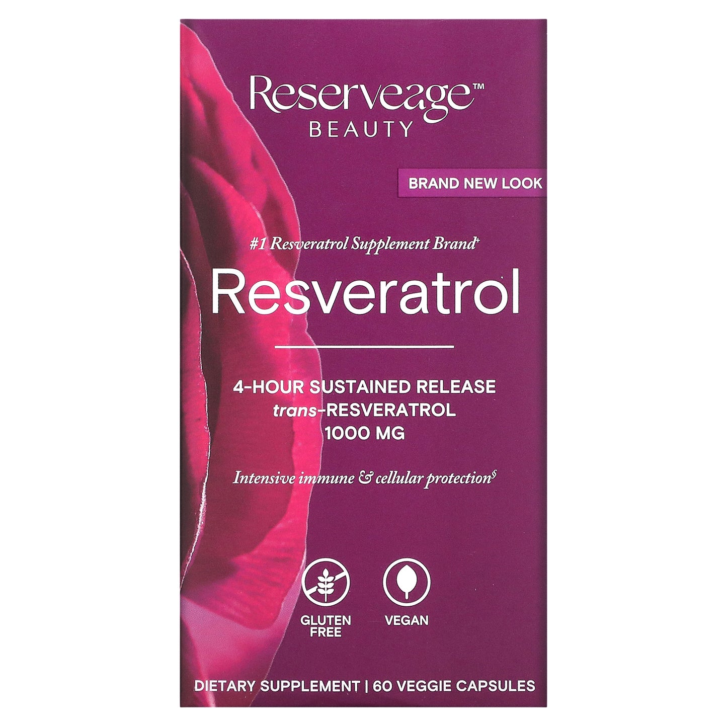 Reserveage Beauty, Resveratrol, Trans-Resveratrol, 1,000 mg, 60 Veggie Capsules (500 mg per Capsule)