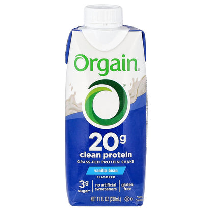 Orgain, Clean Grass-Fed Protein Shake, Vanilla Bean, 4 Pack, 11 fl oz (330 ml) Each