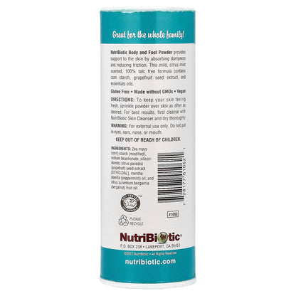 NutriBiotic, Body & Foot Powder with Grapefruit Seed Extract & Essential Oils, Citrus Mint, 4 oz (113 g)