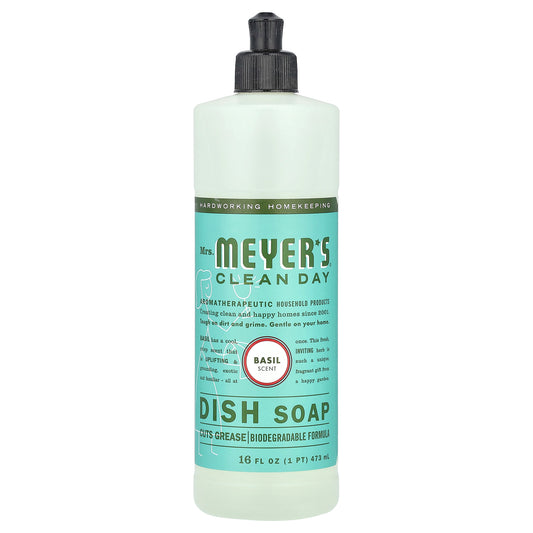 Mrs. Meyers Clean Day, Dish Soap, Basil Scent, 16 fl oz (473 ml)