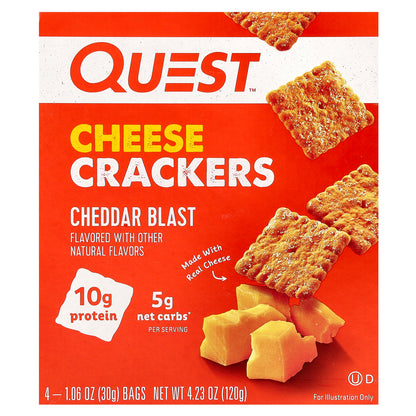 Quest Nutrition, Cheese Crackers, Cheddar Blast, 4 Bags, 1.06 oz (30 g) Each