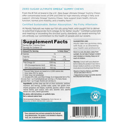 Nordic Naturals, Ultimate Omega® Gummy Chews, Tropical Fruit, 1,200 mg, 54 Gummy Chews (600 mg per Gummy)