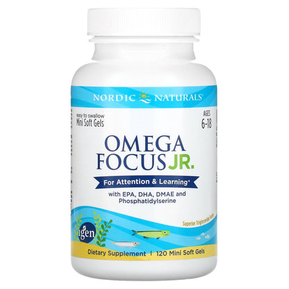 Nordic Naturals, Omega Focus Junior, Ages 6-18, 120 Mini Soft Gels