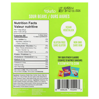 Kiss My Keto, Gummy Candy, Sour Bears, 8 Bags, 0.88 oz (25 g)