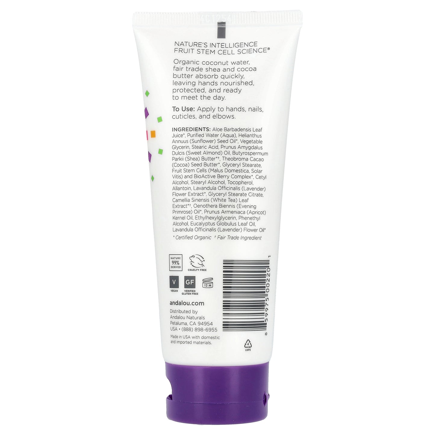 Andalou Naturals, A Path of Light®, Shea Butter + Cocoa Butter Hand Cream, Lavender, 3.4 fl oz (100 ml)