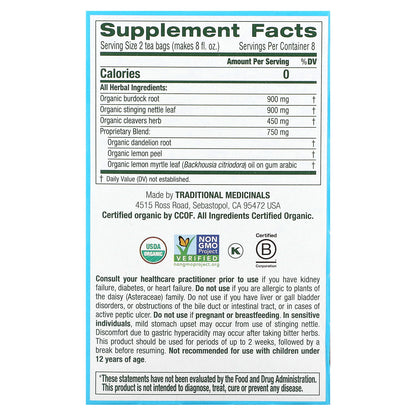 Traditional Medicinals, Organic EveryDay Detox®, Lemon, Caffeine Free, 16 Wrapped Tea Bags, 0.85 oz (24 g)