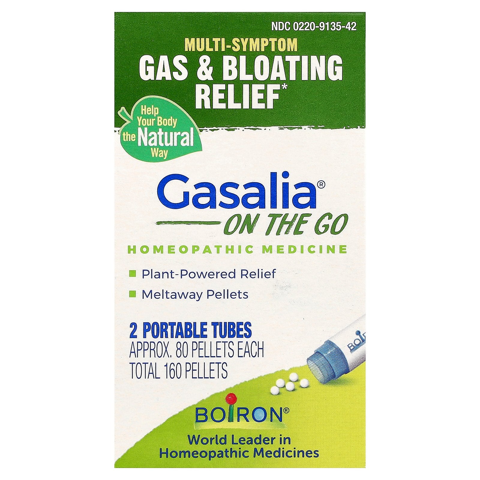 Boiron, Gasalia On The Go, 2 Portables Tubes, Approx. 80 Pellets Each