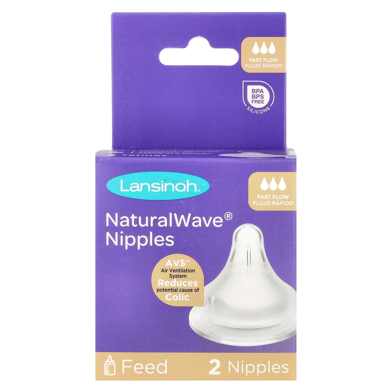 Lansinoh, NaturalWave® Nipples, Fast Flow, 2 Nipples