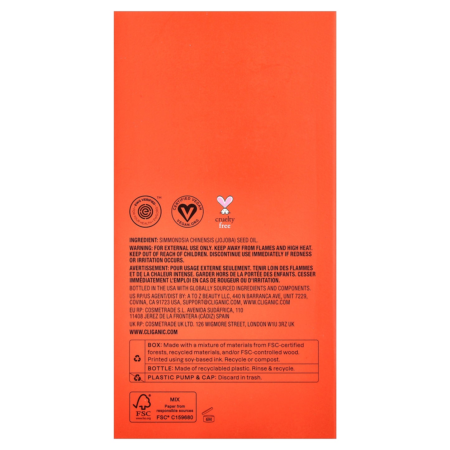 Cliganic, Drop of Balancing Hydration™, 100% Pure Jojoba Oil, 16 fl oz (473 ml)