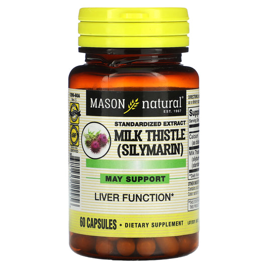 Mason Natural, Milk Thistle (Silymarin), Standardized Extract, 300 mg, 60 Capsules (150 mg per Capsule)