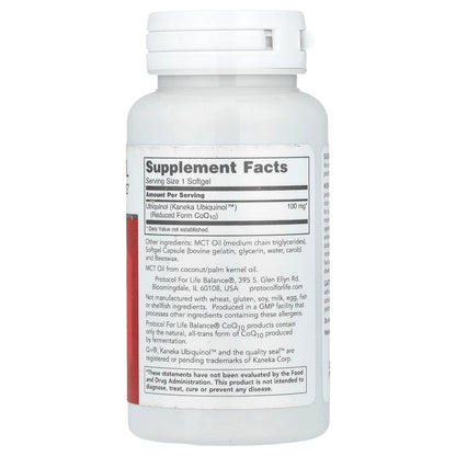 Protocol for Life Balance, Ubiquinol, 100 mg, 60 Softgels