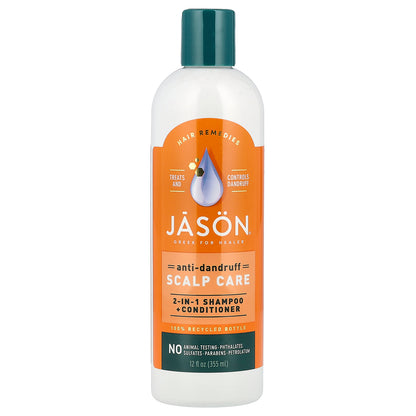 Jason Natural, Anti-Dandruff Scalp Care, 2 In 1 Shampoo + Conditioner, 12 fl oz (355 ml)